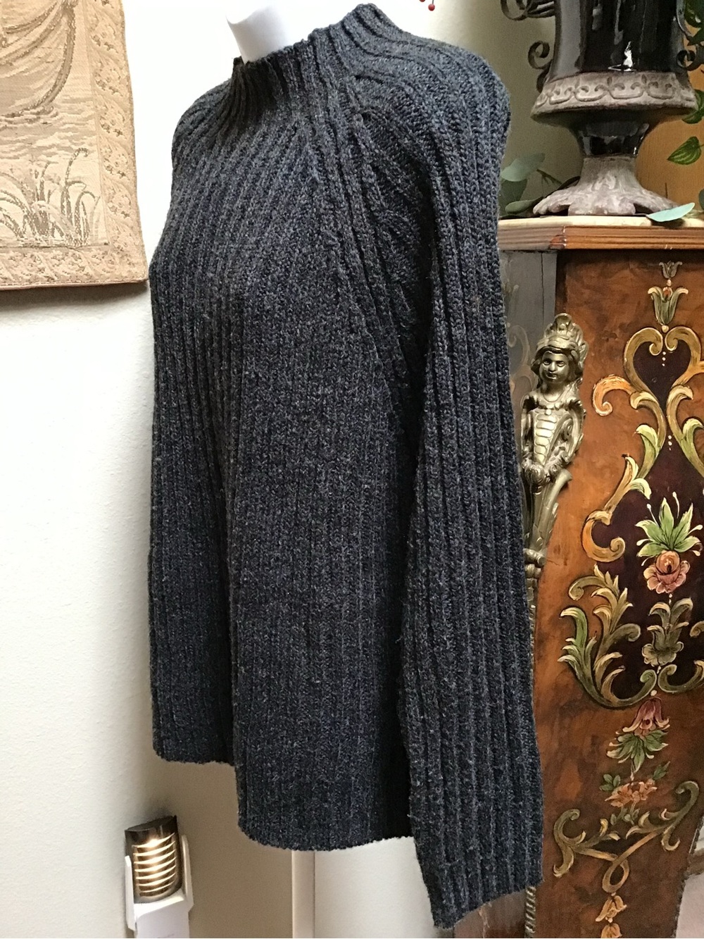 Express Cozy Ribbed Knit Pullover Sweater - Charcoal